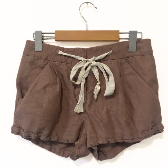 Wilfred Pants - Wilfred | Aritzia Tan/Mauve Allegra Mid-Rise Linen 2" Inseam Shorts Size 2